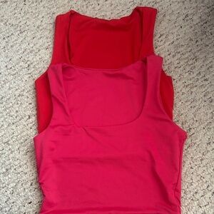 Women's Red and Pink Sleeveless Tops